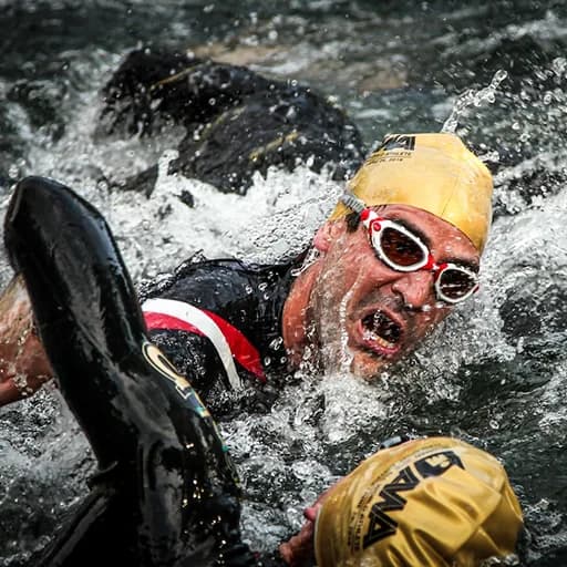 Swimmer coordinating breathing during freestyle