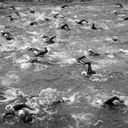 Open water swimmer preparing with measured pool training